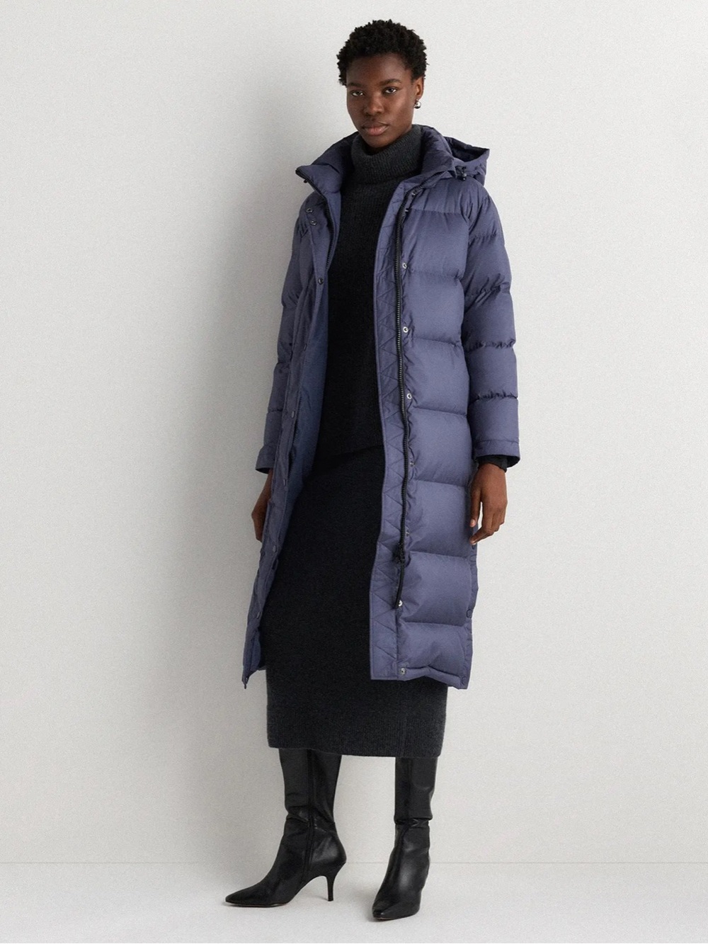 QUINCE NWTs Women’s Responsible Down Long Puffer Jacket Storm Blue Small